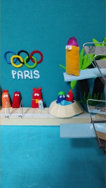 Morkis Olympische Spiele Turmspringen. Die Morkis, Morki, Katrin Glenz, Morkiwelt, Filz, Basteln mit Filz, Nähen, Diorama