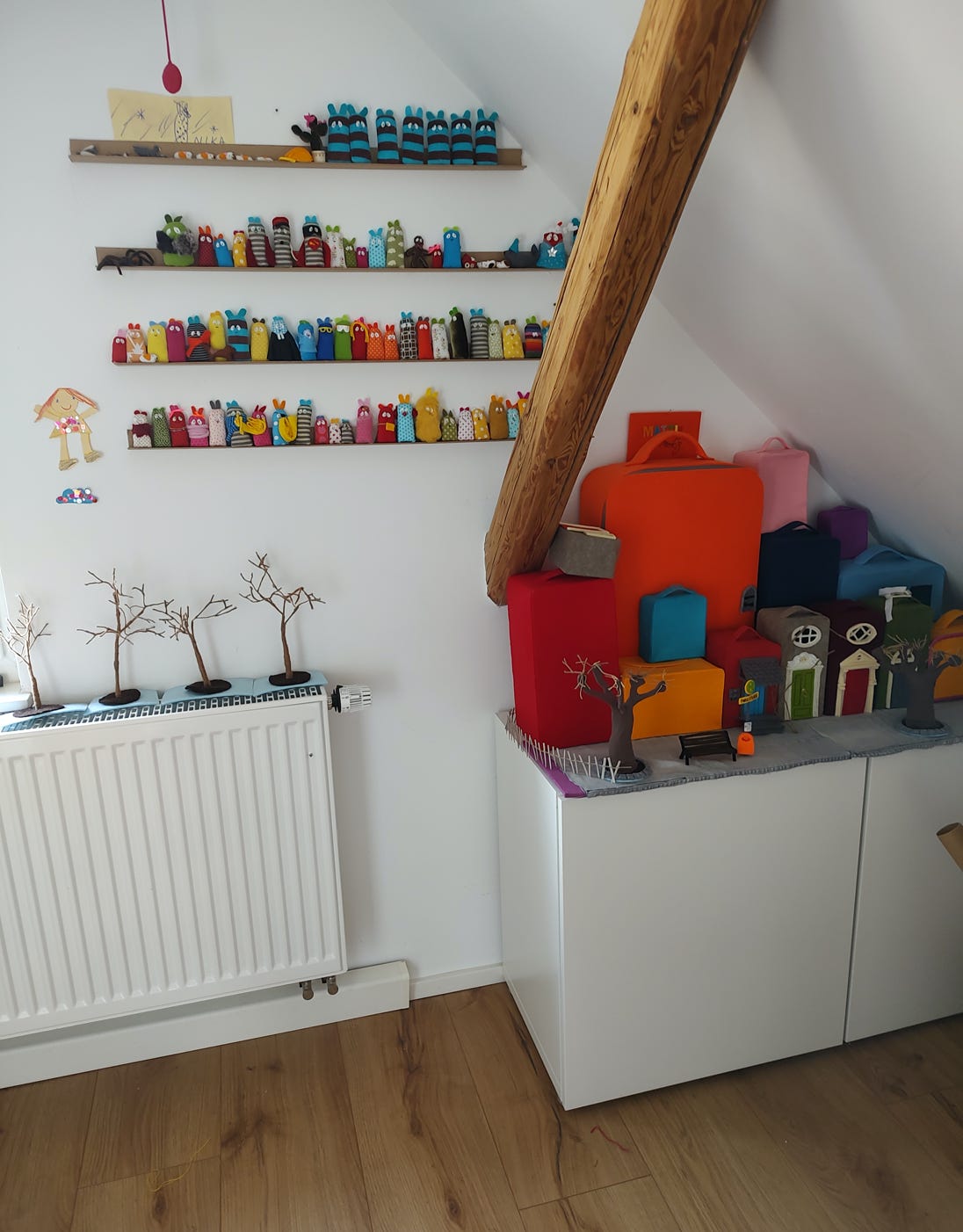 Katrin Glenz die Morkis Morkiwelt Morkiwerkstatt Morki Morkis, Filz, Basteln mit Filz, Nähen, Diorama